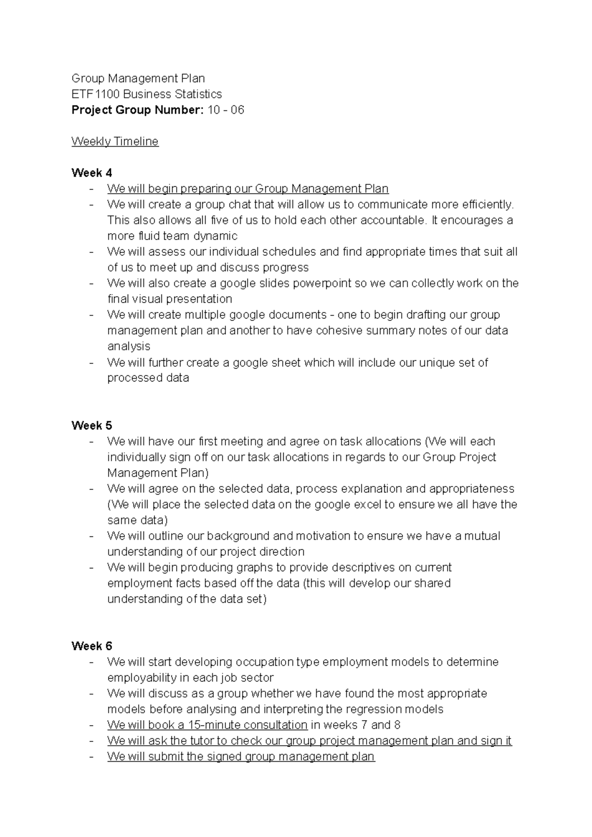 ETF1100 - Group Management Plan 10-6 - Group Management Plan ETF1100 ...