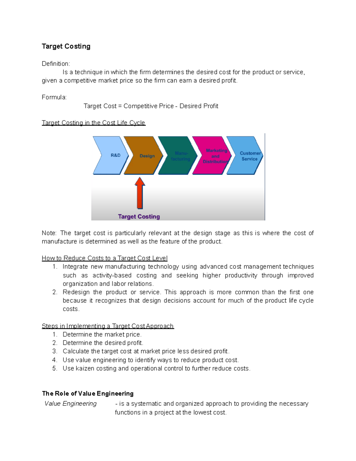 Inbound 666925474313962397 - Target Costing Definition: Is a technique ...