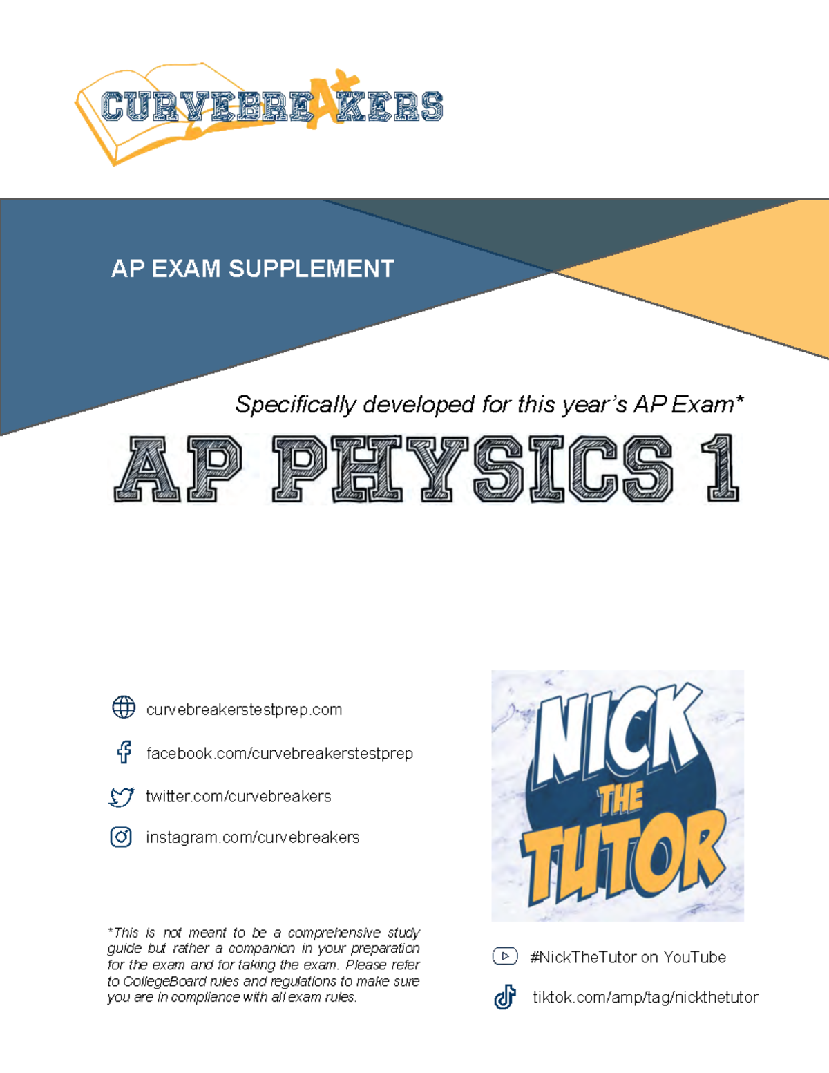 AP Physics 1 Exam Supplement Curvebreakers Specifically developed for