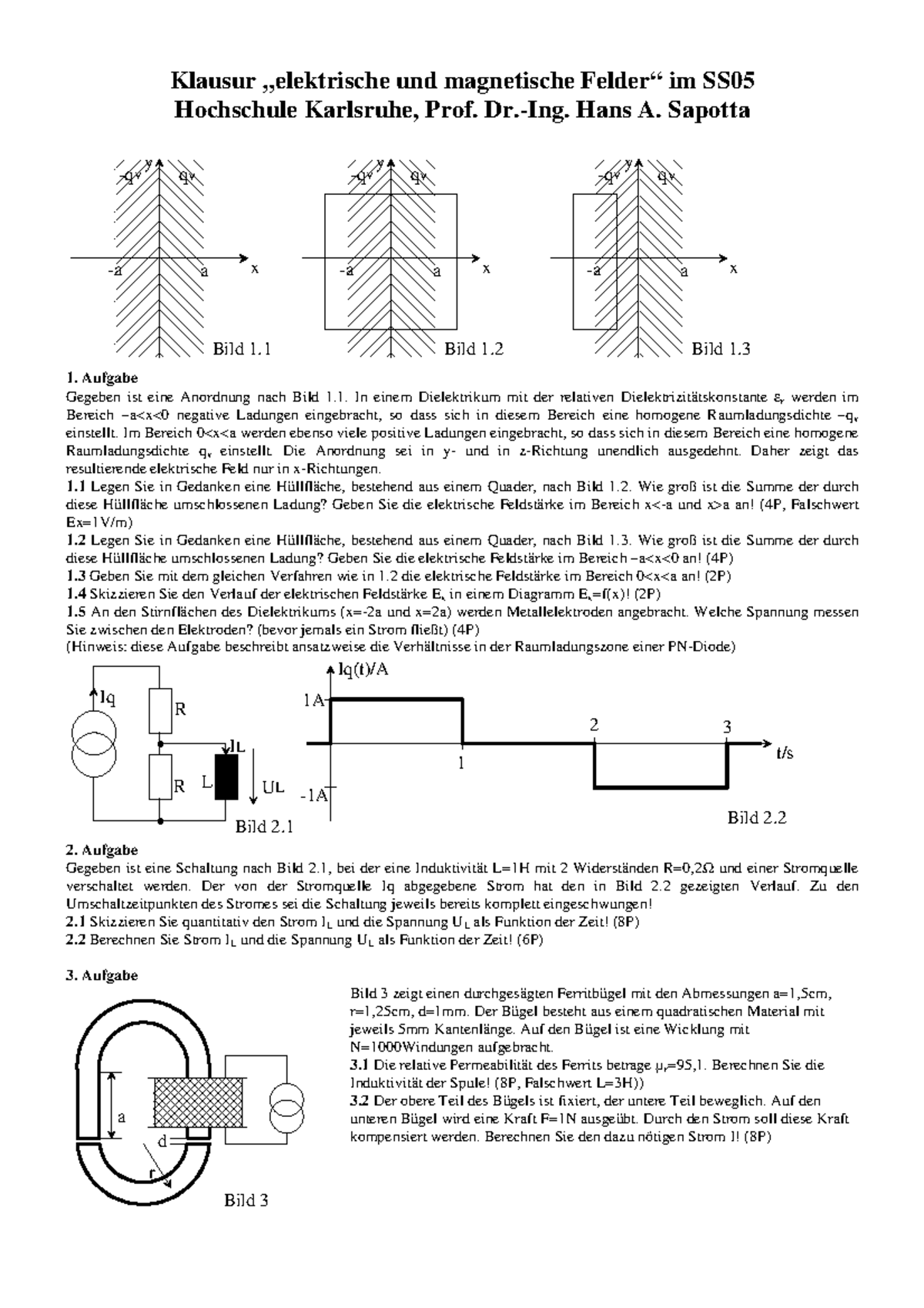 Klausur 2015, Fragen Und Antworten - Klausur „elektrische Und ...