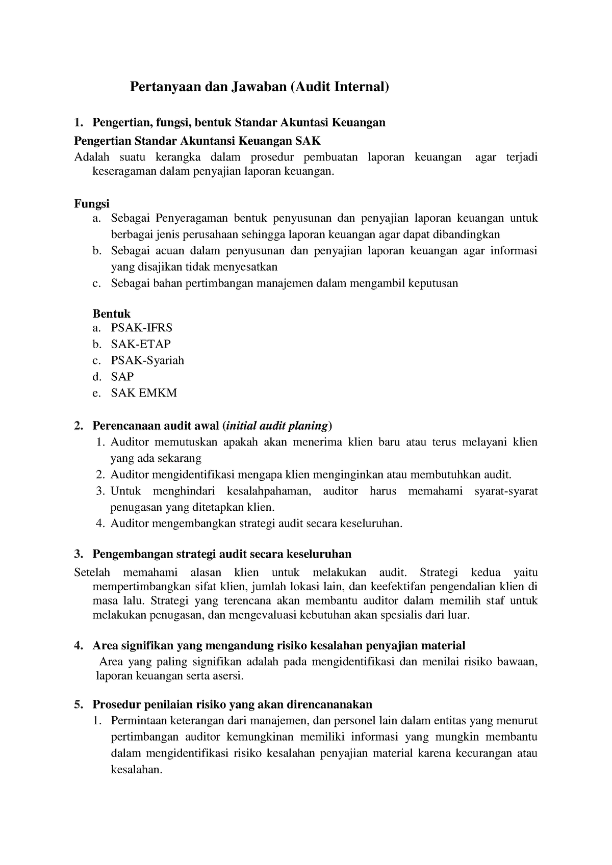 Soal-soal Audit Internal 4 - Pertanyaan Dan Jawaban (Audit Internal ...