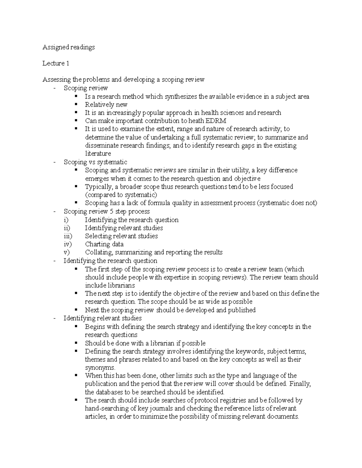 Assigned readings - Assigned readings Lecture 1 Assessing the problems ...