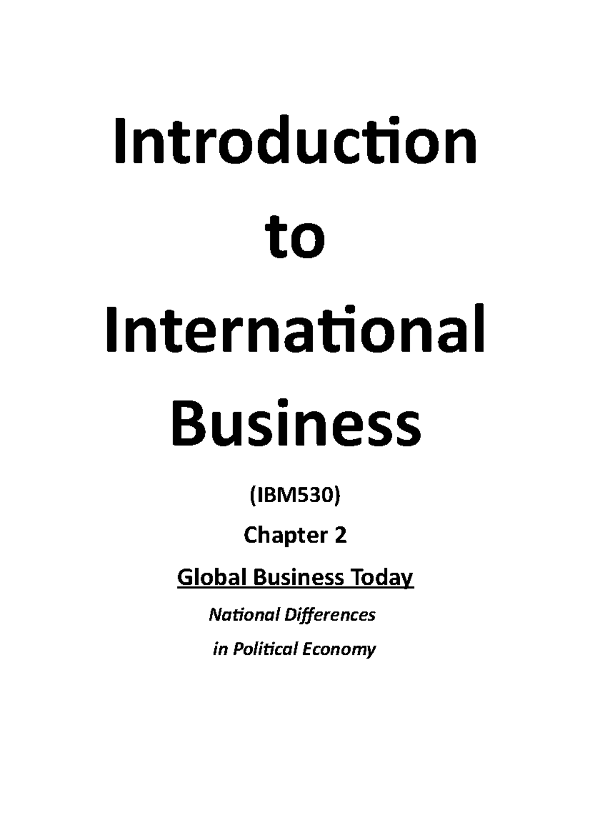 Printed Chapter 2 Global Business Today - Introduction To International ...