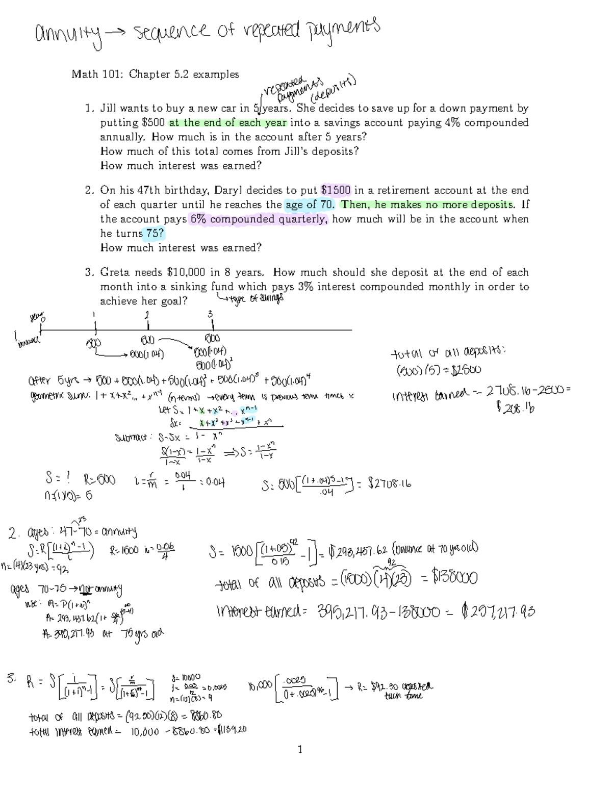 5 - bruh these are my lecture notes - Math 101: Chapter 5 examples 1 ...