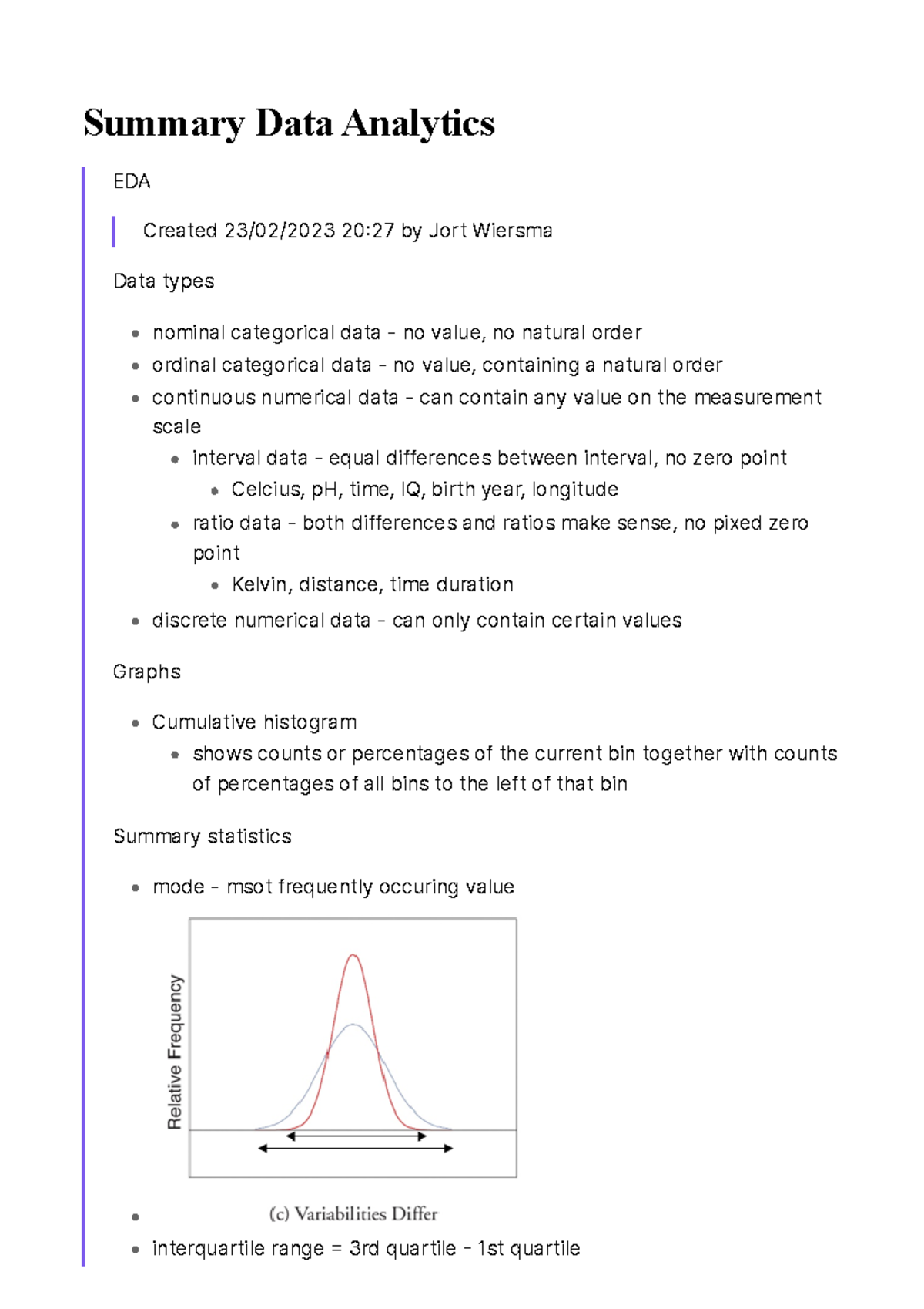 Summary Data Analytics - Summary Data Analytics EDA Created 23/02/2023 ...