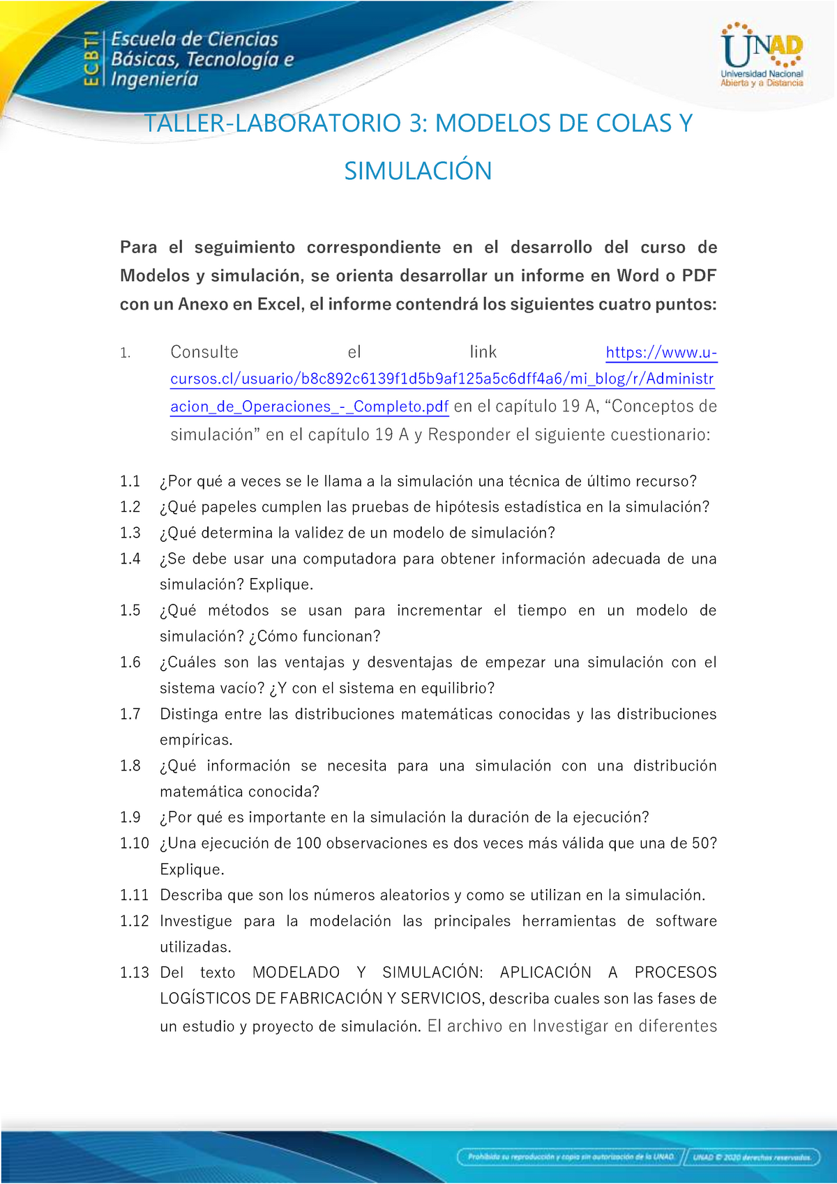 T3. Taller -laboratorio Modelos de Colas y Simulación - seguridad en redes  - UNAD - Studocu