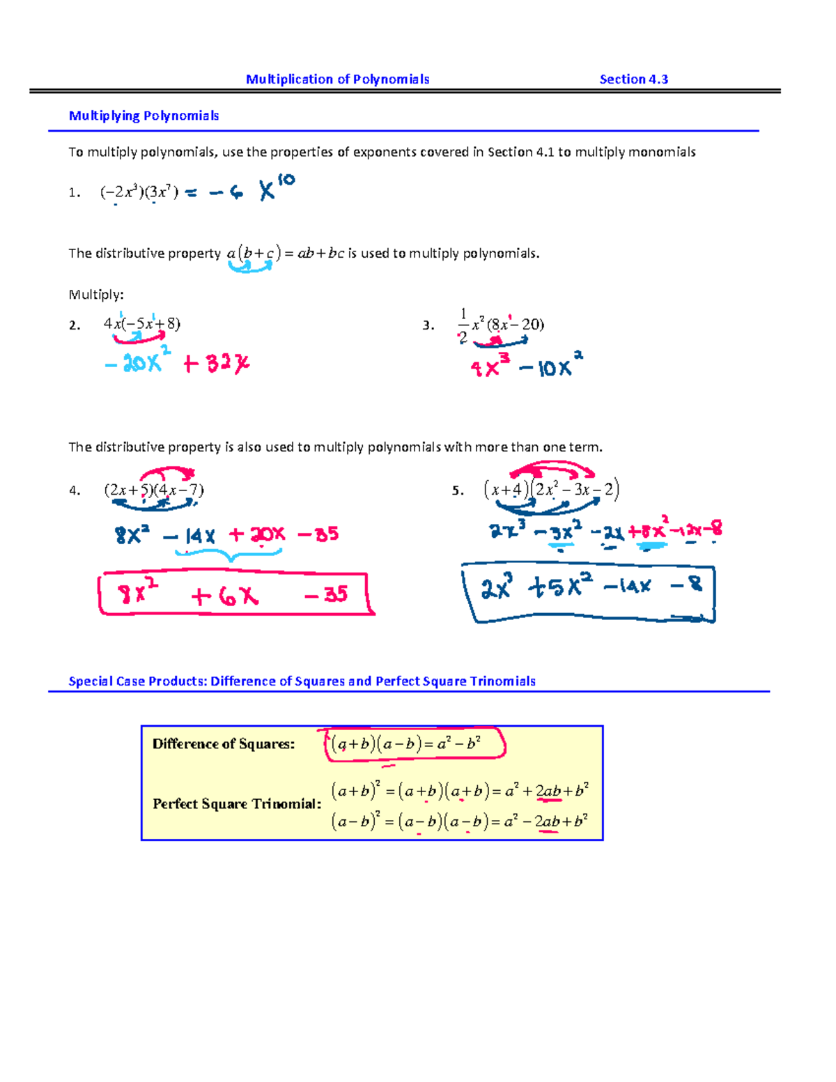 MAT 1033 5 24 2022 4 - Multiplication of Polynomials Section 4 ...