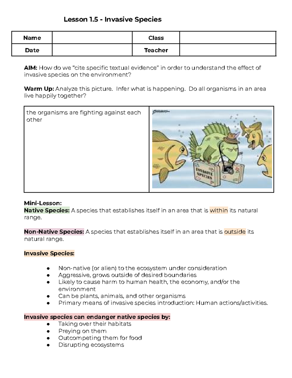 Invasive Species Multiple Choice Question