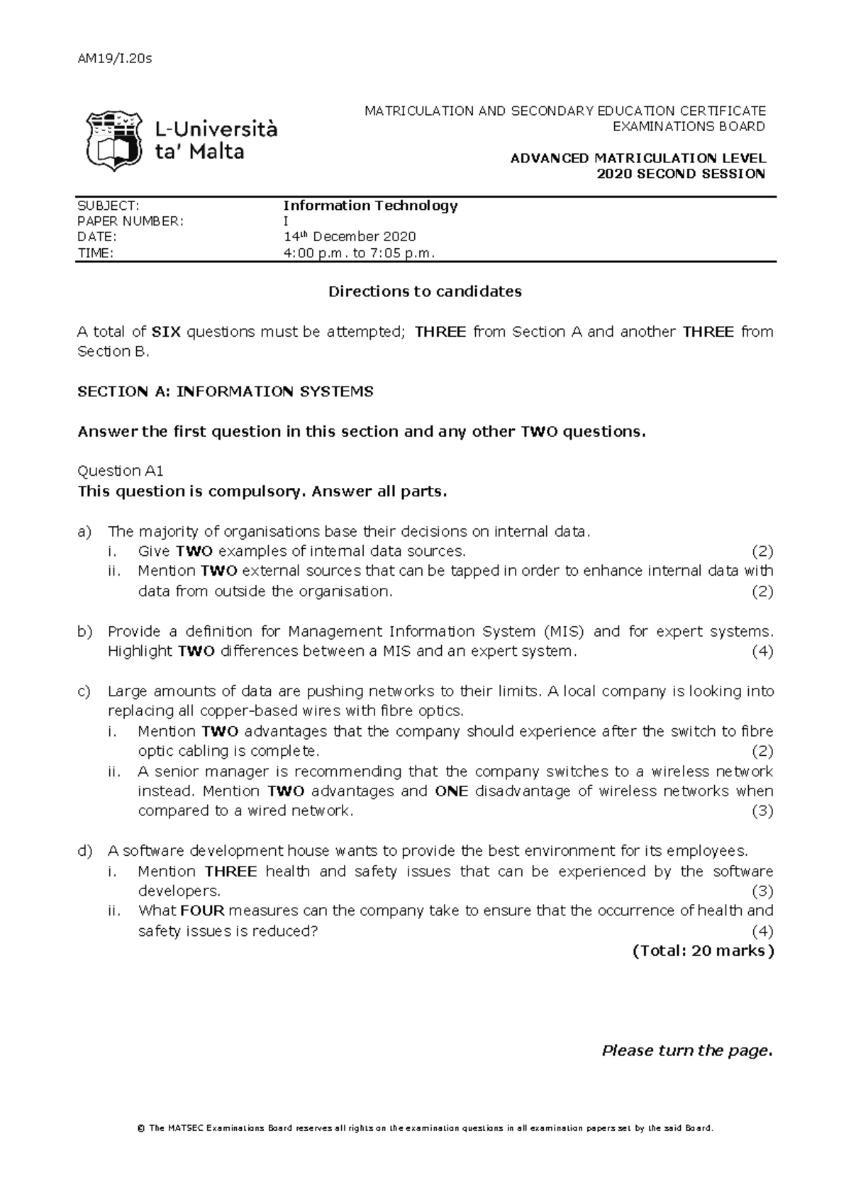 Info Tech Dec 2020 Computer Aided Design Question Paper AM19/I