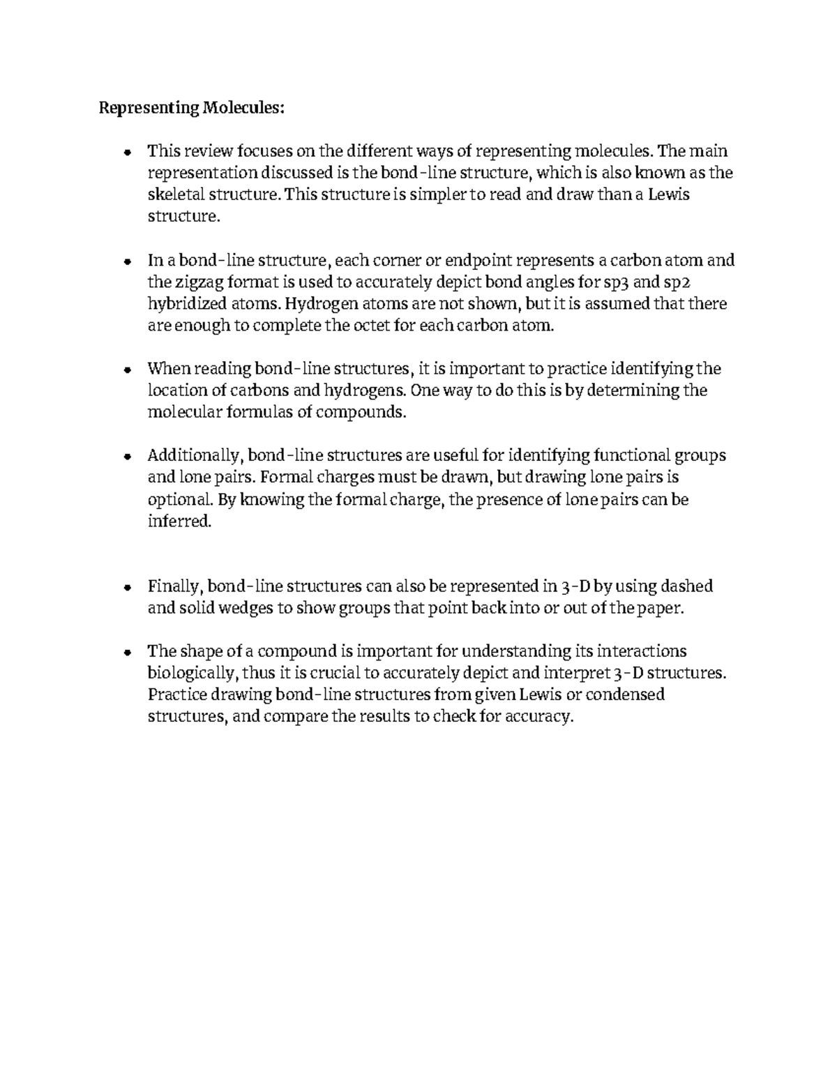 Organic Chem Molecule Notes - Representing Molecules: This review ...