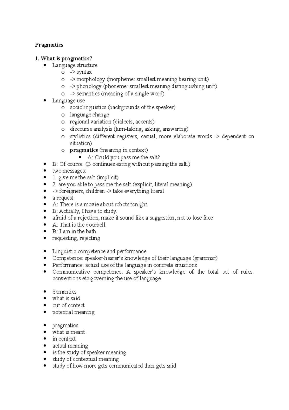 Pragamtics - Zusammenfassung Pragmatics - Pragmatics What is pragmatics ...