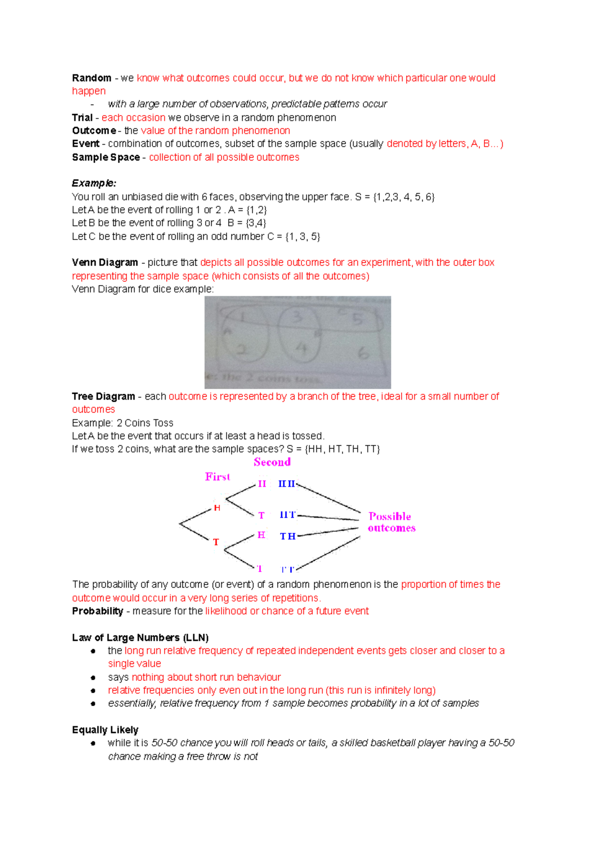 11 12 Probability Theory Random We Know What Outcomes Could Occur But We Do Not Know Which Studocu