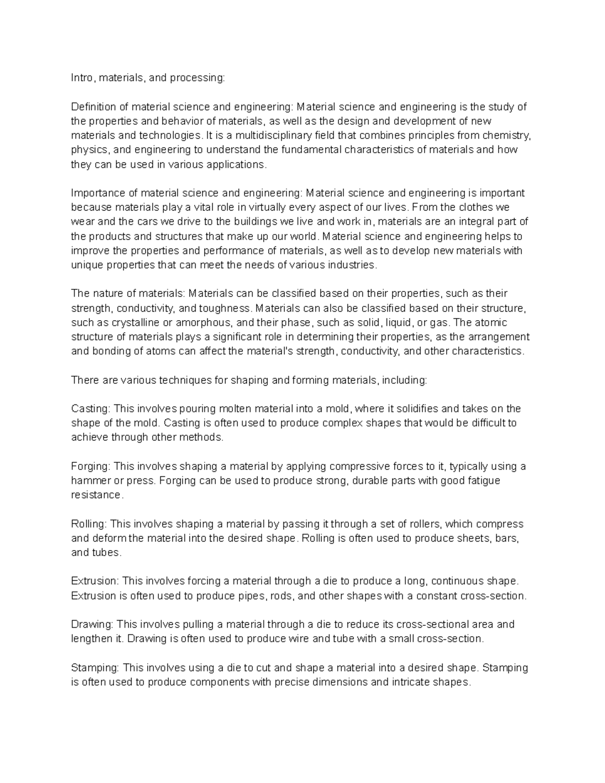 Intro, materials, and processing Intro, materials, and processing