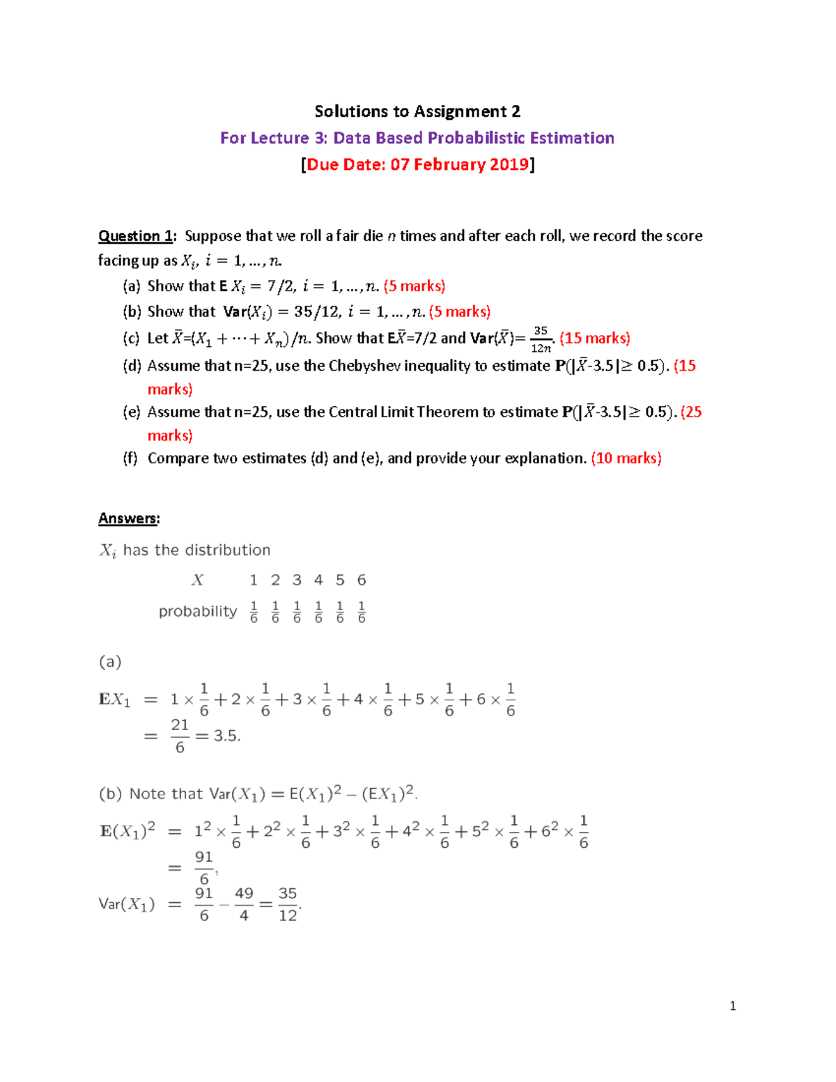 Assignment 2-solutions - Solutions to Assignment 2 For Lecture 3: Data ...