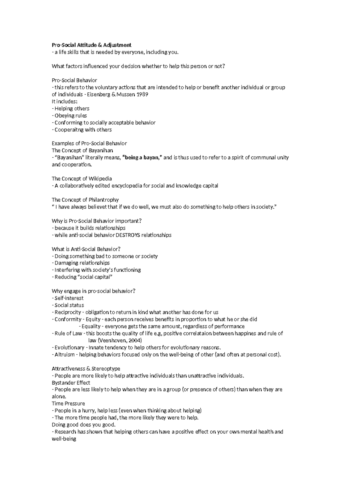 PRO- Social Behavior - Interpersonal Skills - Pro-Social Attitude ...