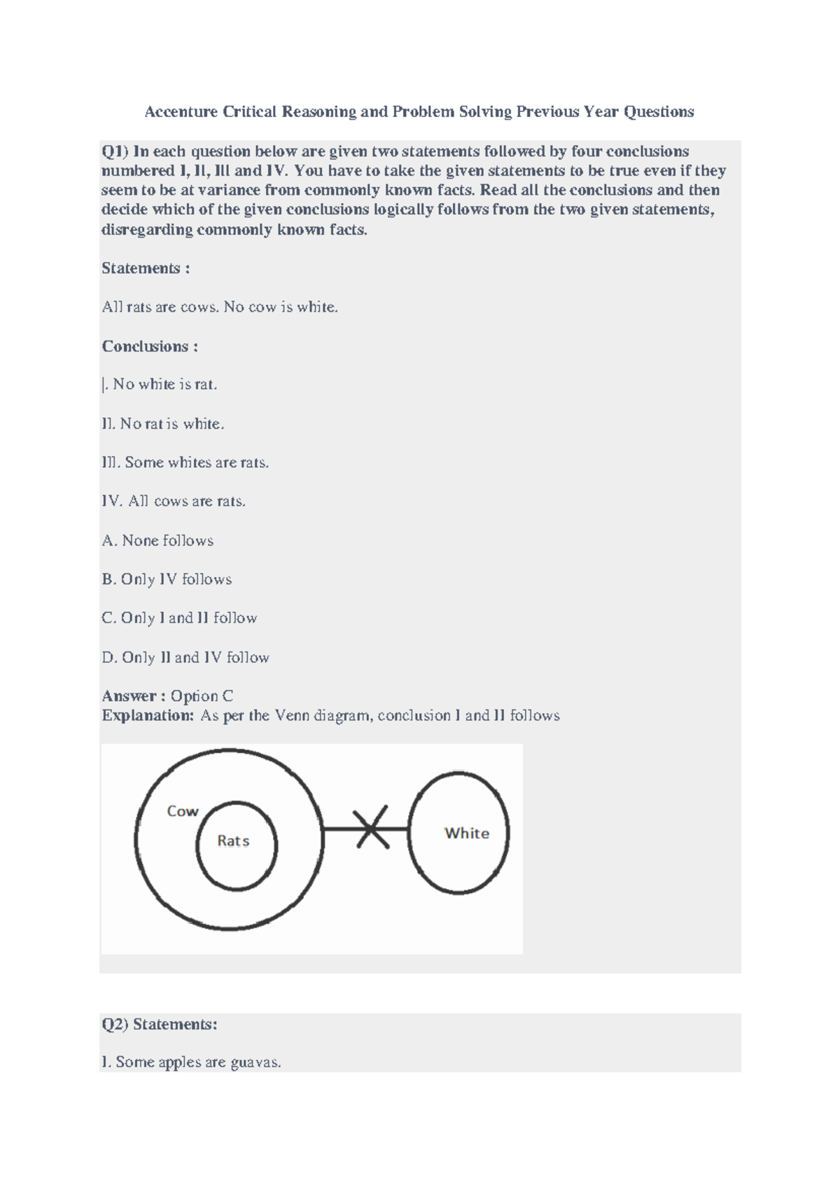 accenture critical reasoning and problem solving questions and answers