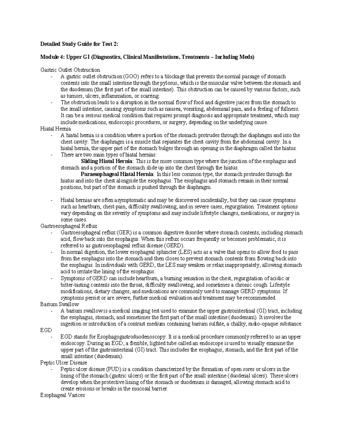 Detailed Study Guide for Test 2 - This obstruction can be caused by ...
