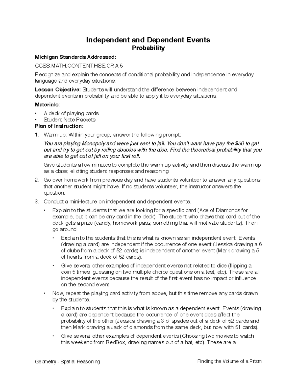 lesson 5 problem solving practice independent and dependent events