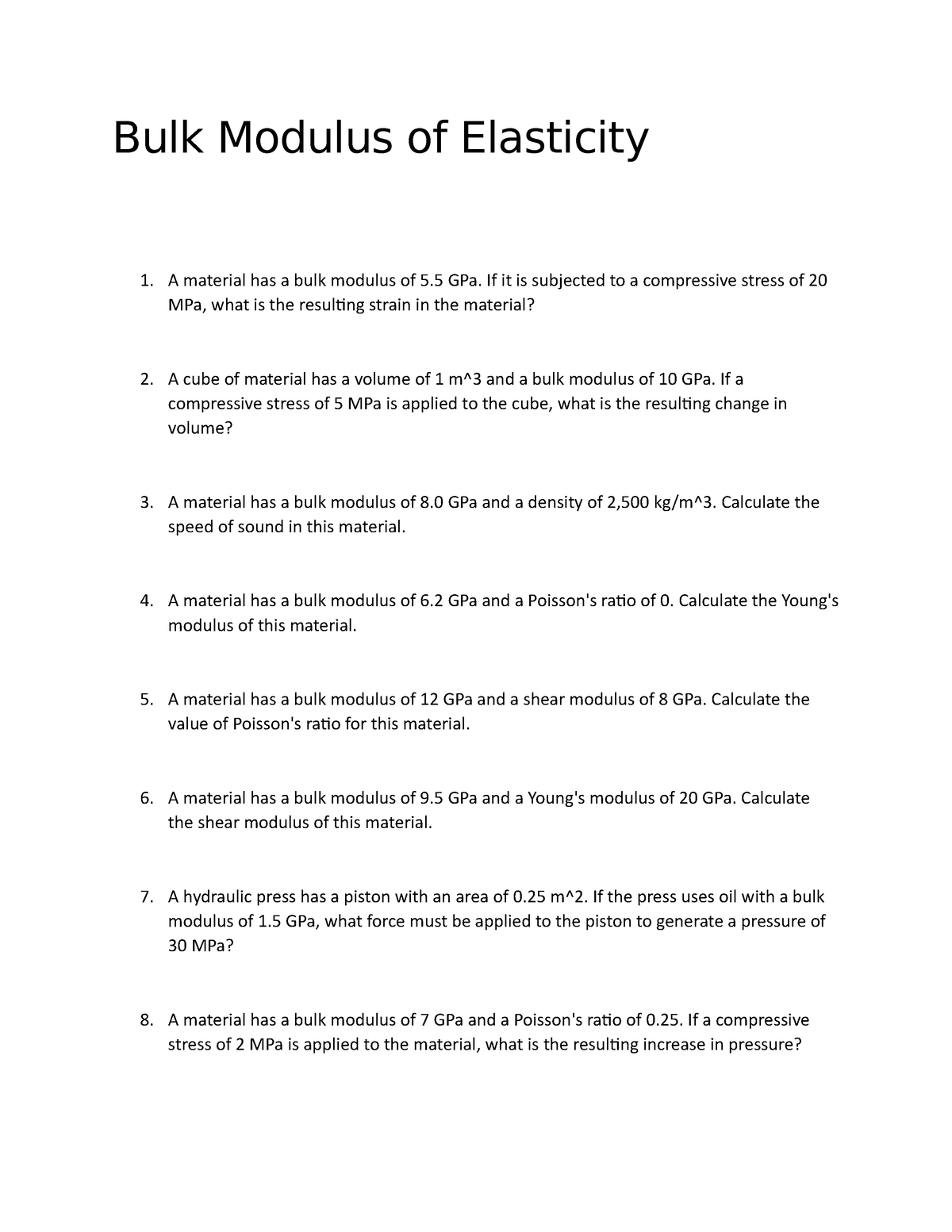 Calculated bulk modulus (B in GPa), shear modulus (G in GPa