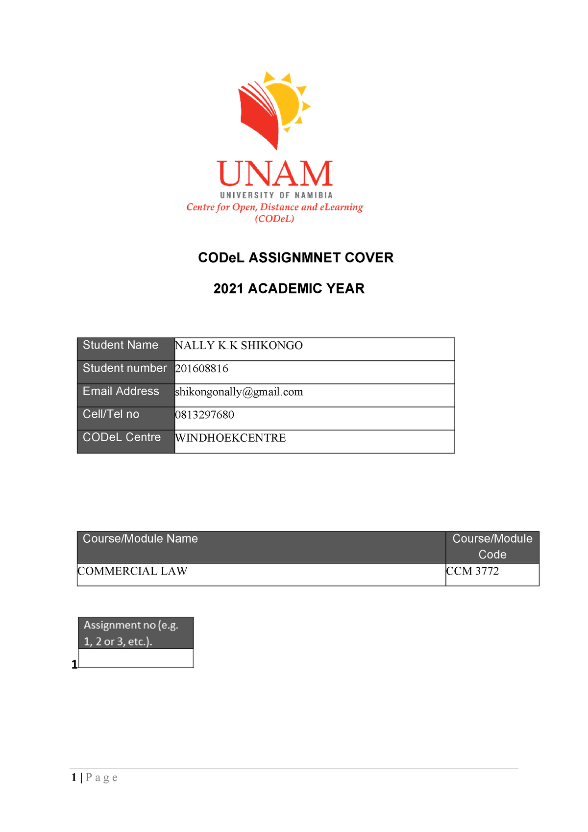 unam assignment cover page 2022