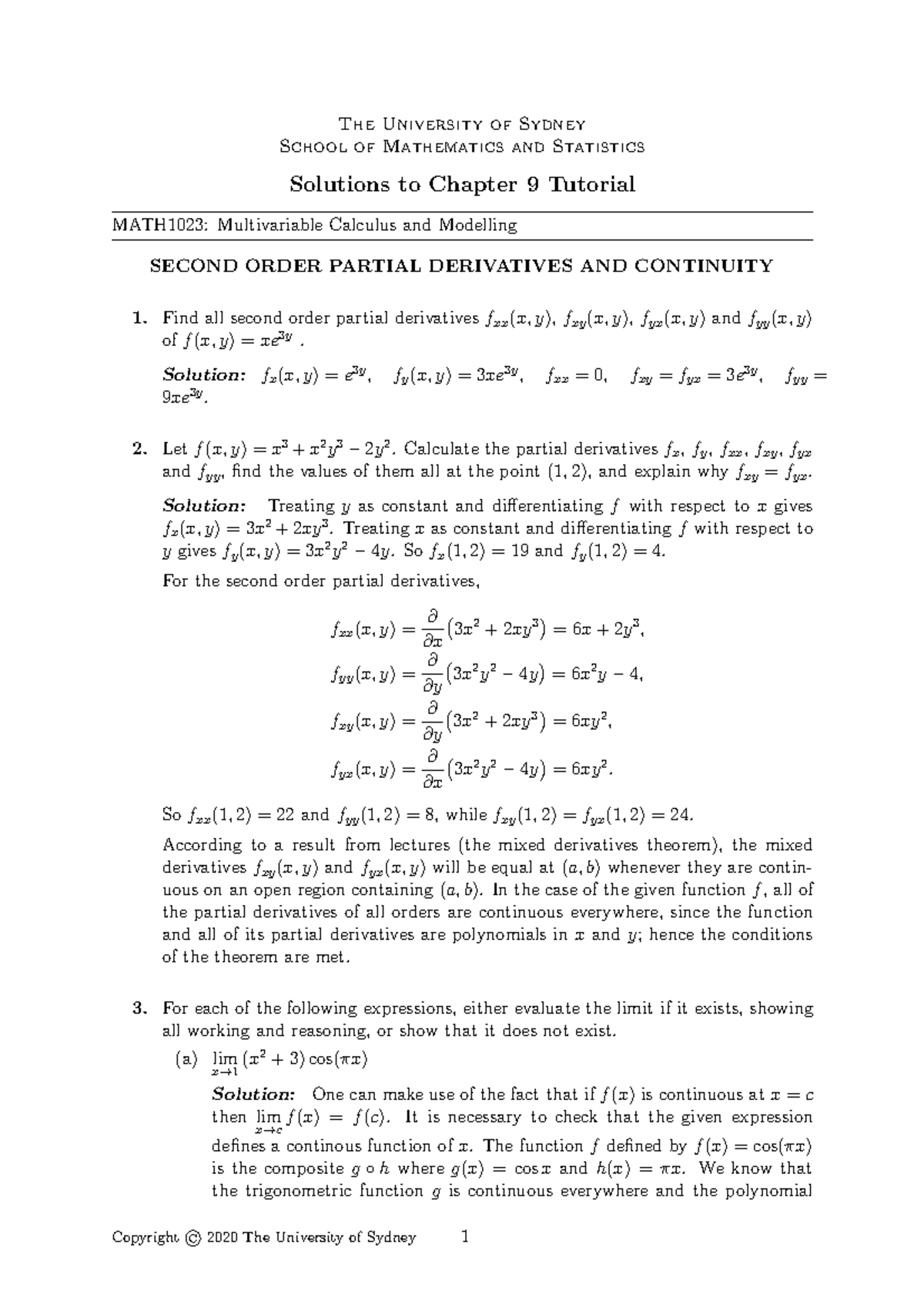 Tutorial Chapter 09-SOLS - The University of Sydney School of ...