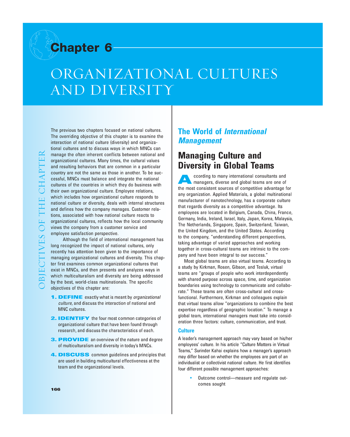 8. Chapter 6 - Organizational Cultures AND Diversity - 166 OBJECTIVES ...