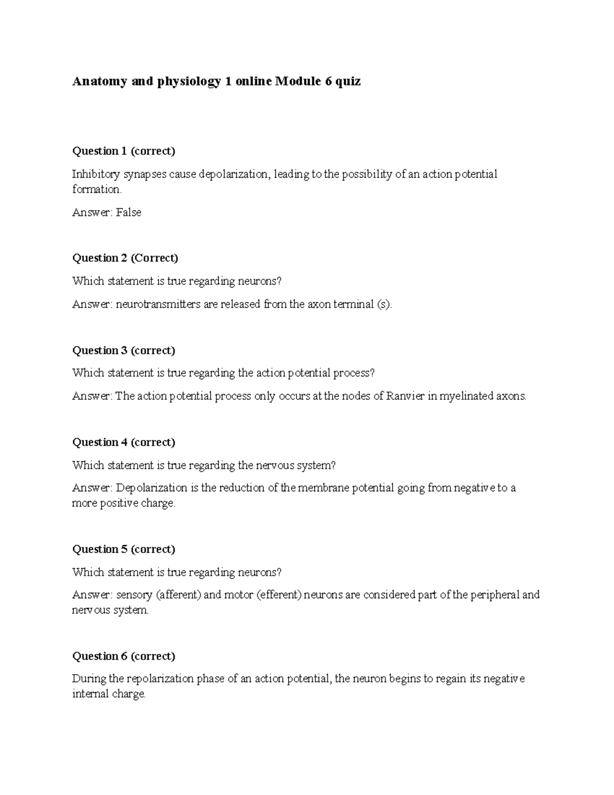 Module 6 Quiz Quiz Q A Bsc 2346 Studocu