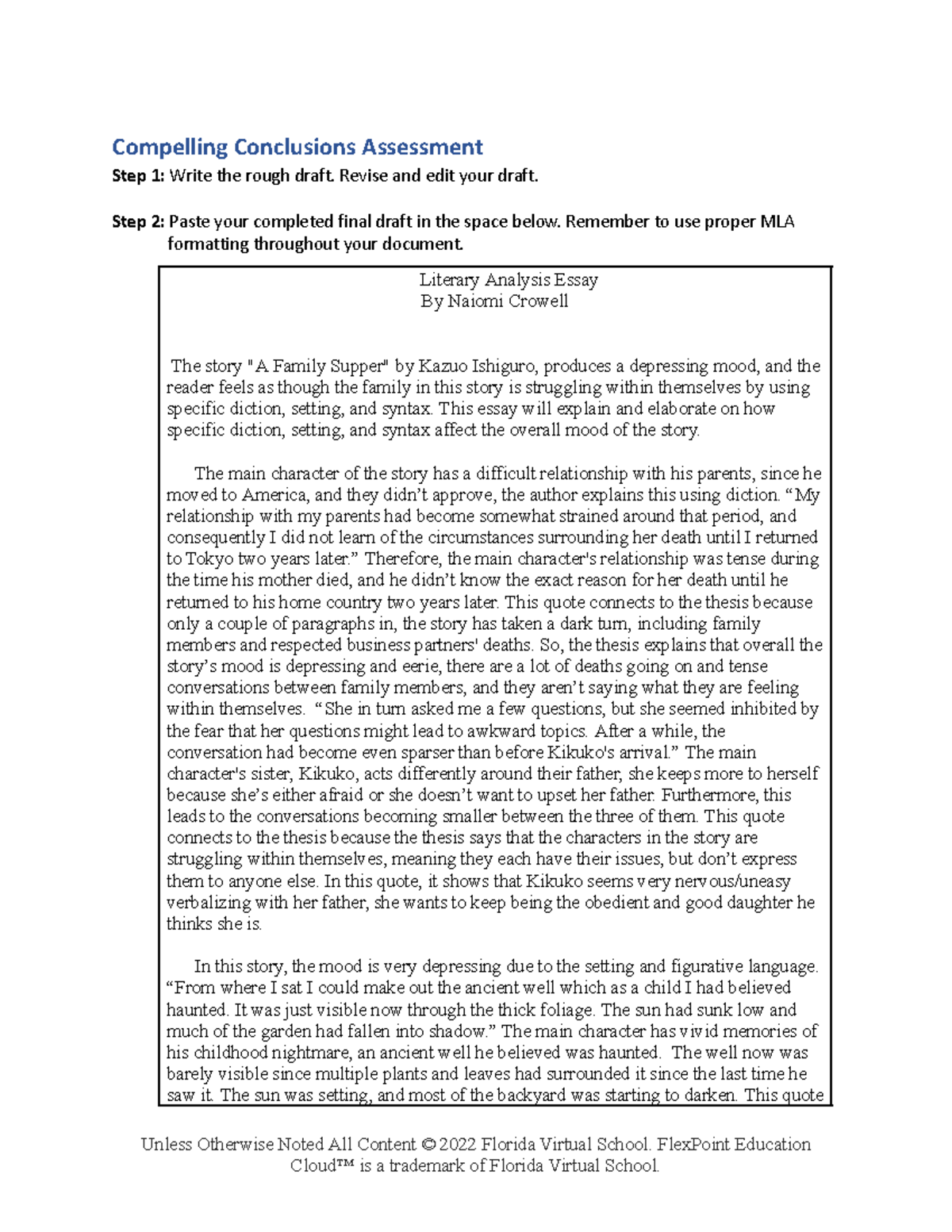 Compelling conclusions assessment - Compelling Conclusions Assessment ...