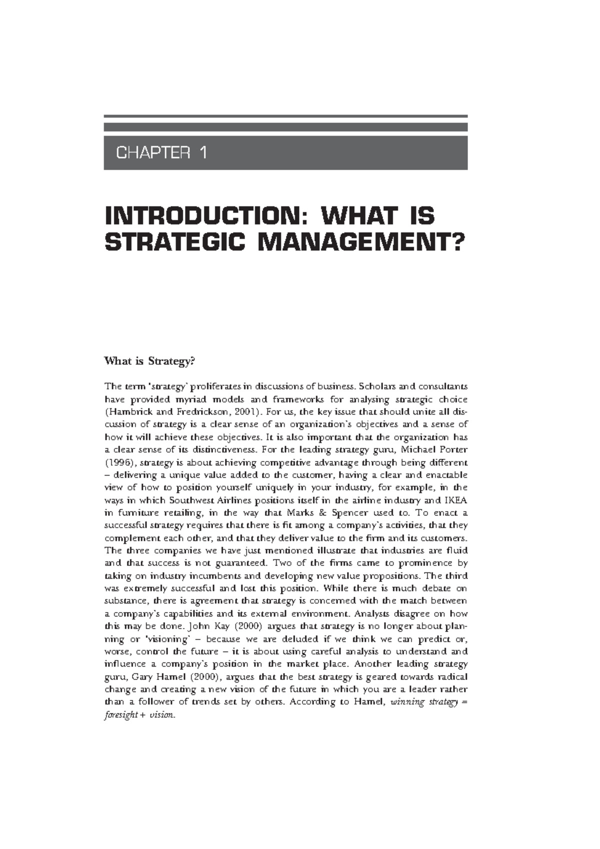 Dobson strategic management sample chapter - CHAPTER 1 INTRODUCTION ...