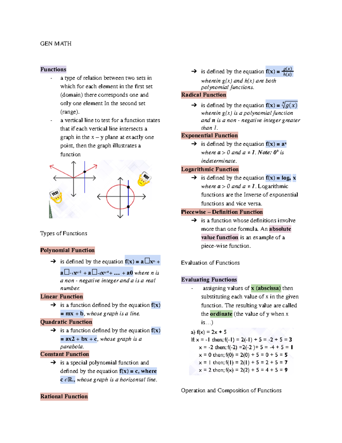 GEN-MATH - Math - GEN MATH Functions - a type of relation between two ...