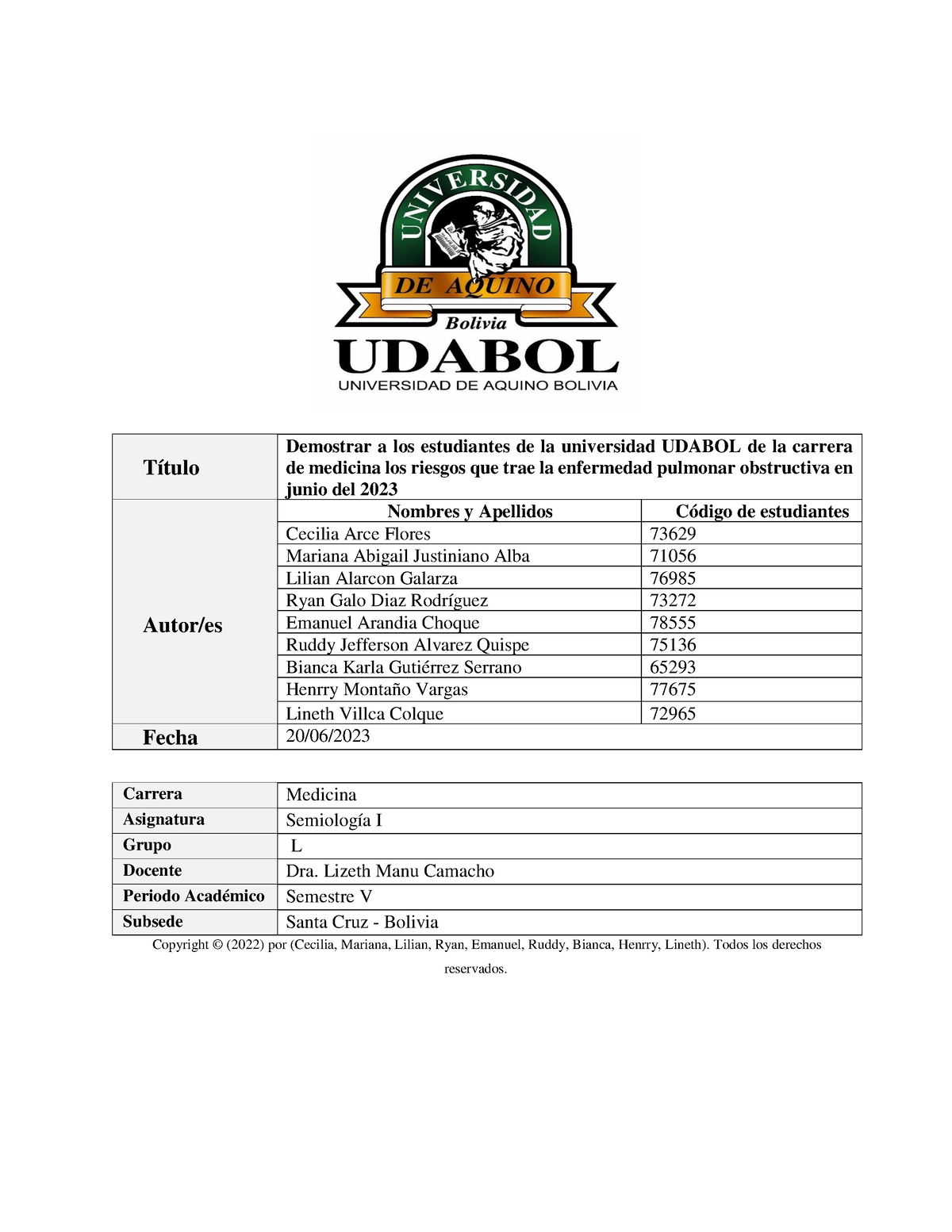 Trabajo Final DE Semiologia I - Título Demostrar A Los Estudiantes De ...