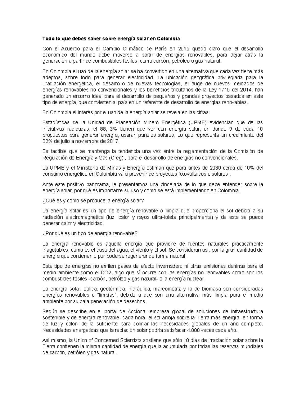 Todo lo que debes saber sobre energía solar en Colombia - En Colombia ...
