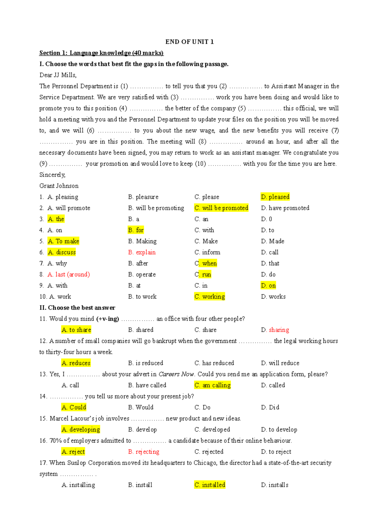 END-OF-UNIT - eou - END OF UNIT 1 Section 1: Language knowledge (40 ...