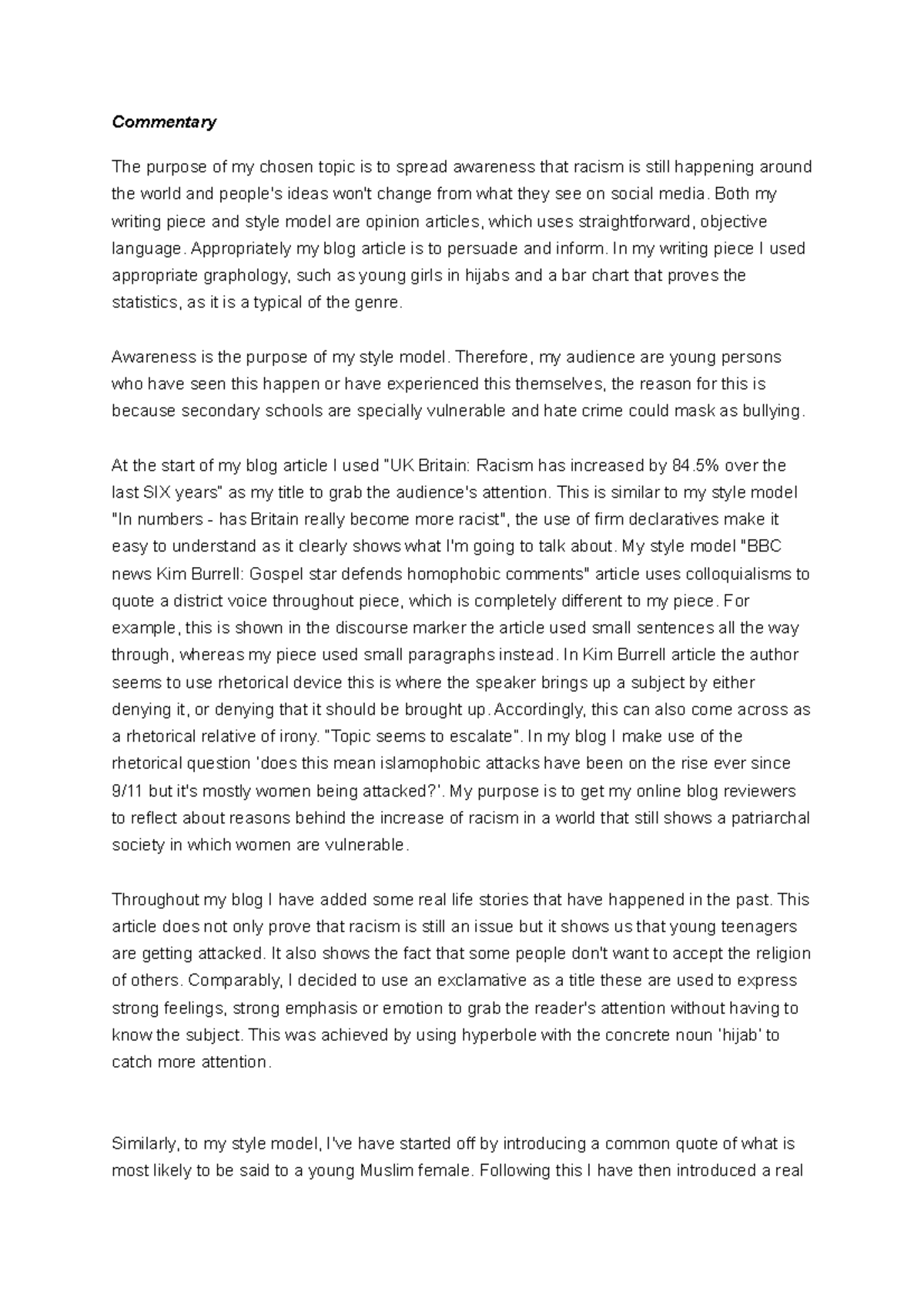 Enlgish new doc - English Language or Linguistics Project - Commentary ...