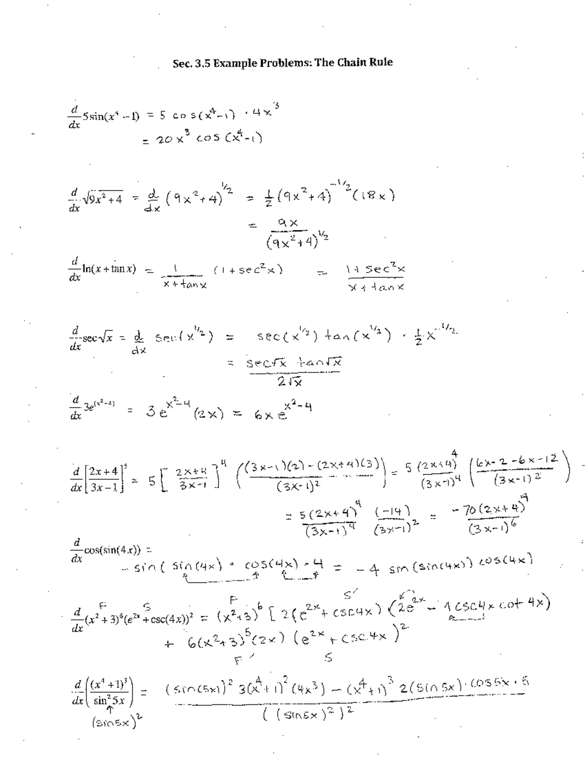 M1451 Chain rule examples MATH 1451 Studocu