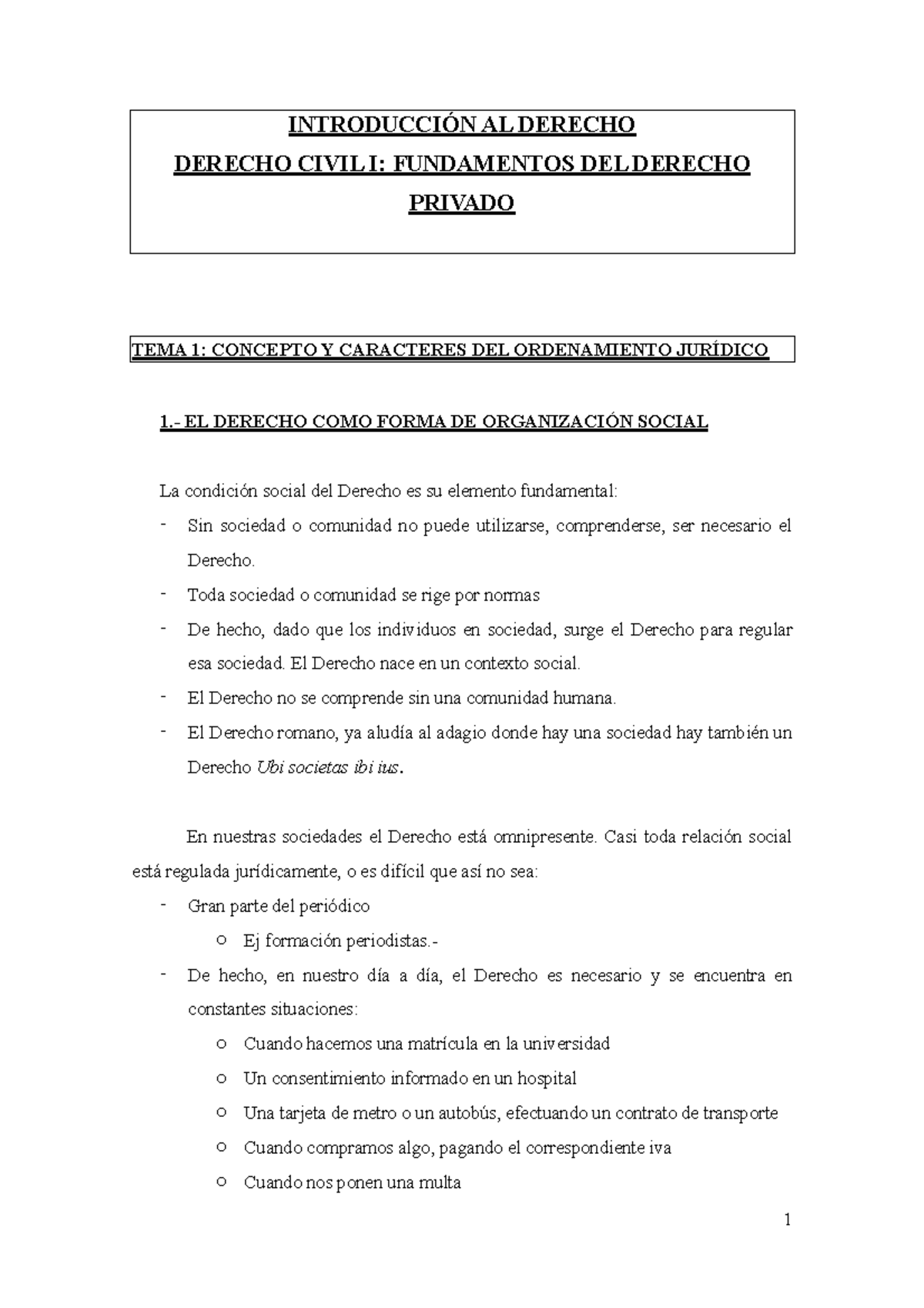 1.- Apuntes Derecho Civil - INTRODUCCIÓN AL DERECHO DERECHO CIVIL I ...