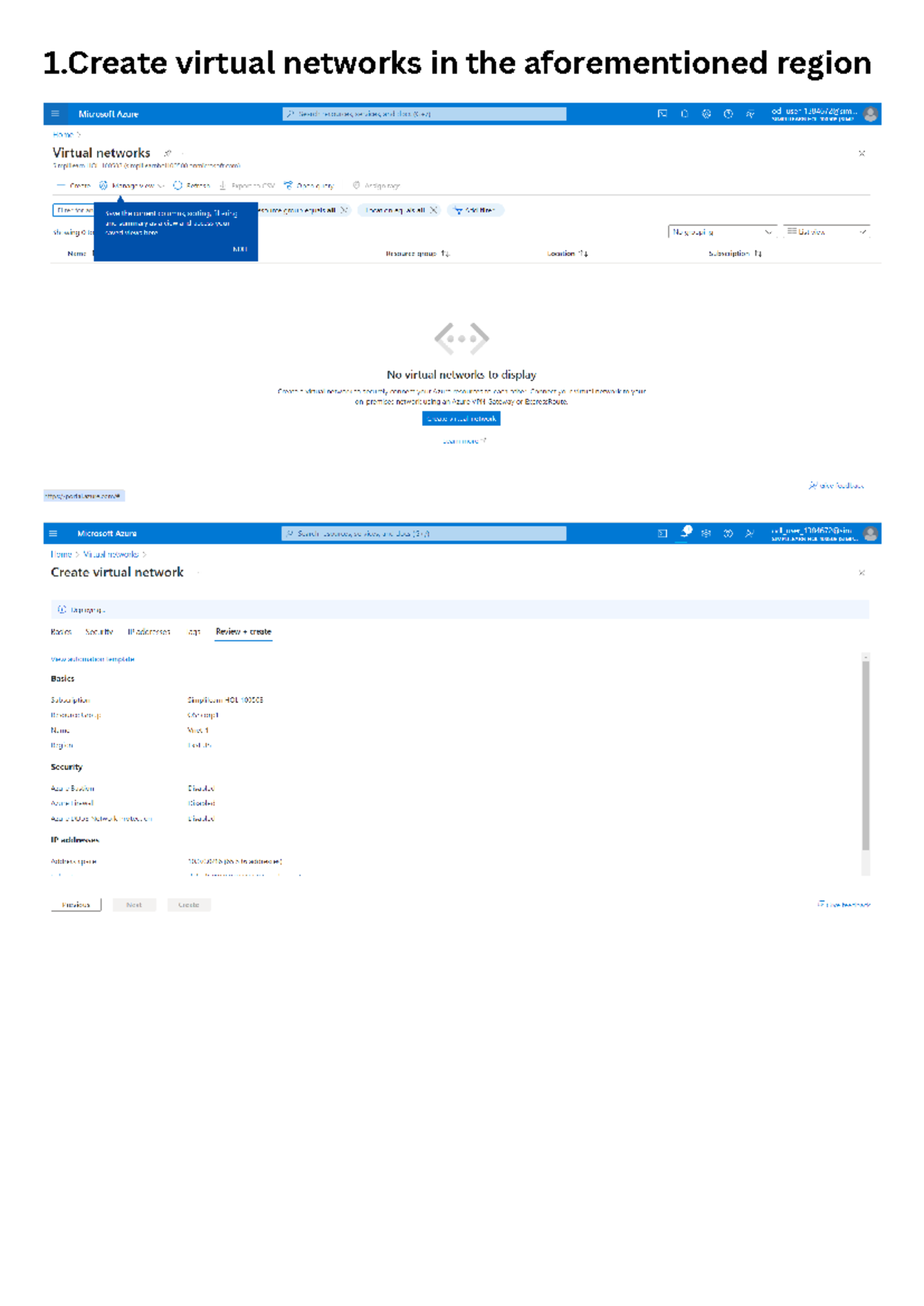 Implementing Azure Iaa S - AZ-104 - 1 virtual networks in the ...