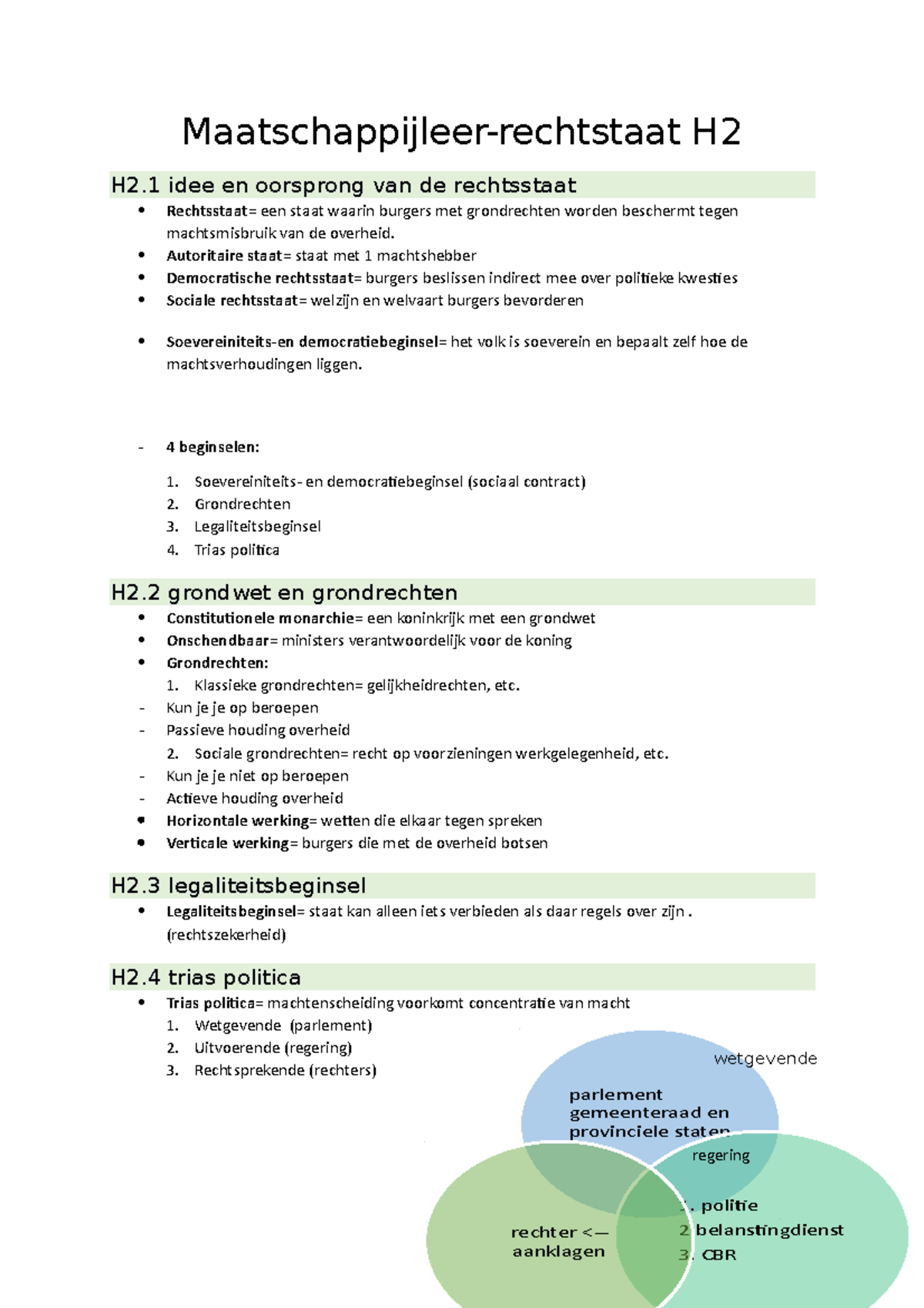 Maatschappijleer H2 Rechtsstaat - Maatschappijleer-rechtstaat H H2 Idee ...