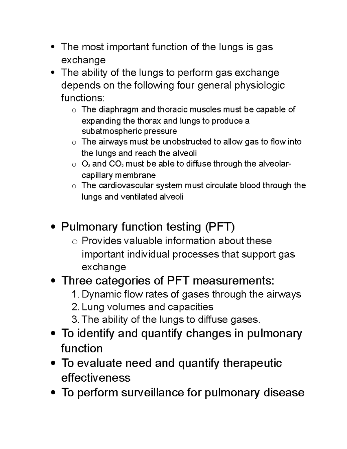 Pulmonary Function Testing Slides The most important function of the
