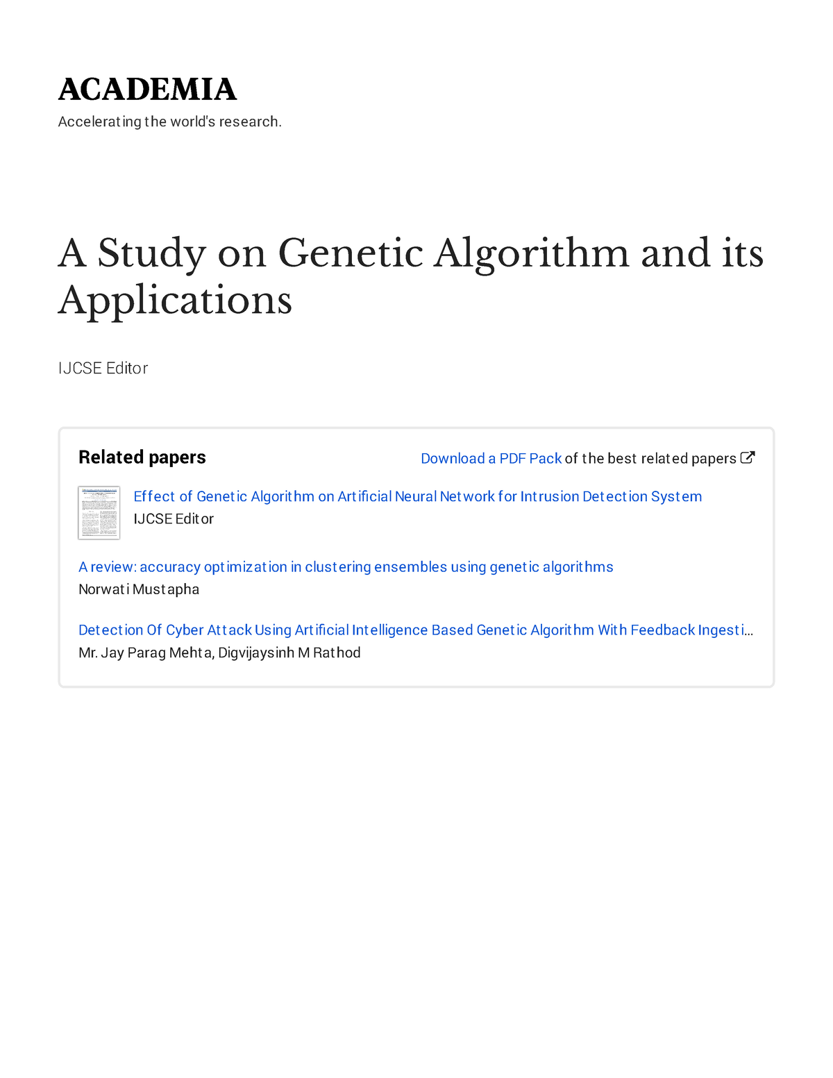 thesis on genetic algorithm