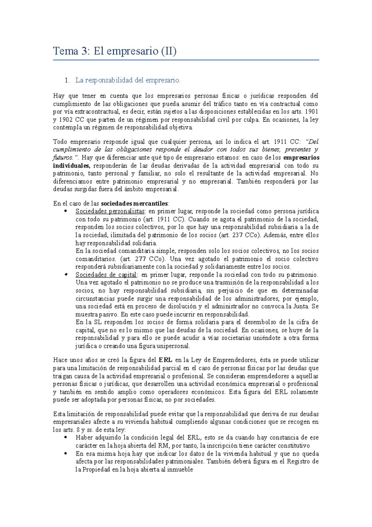 TEMA 3 Empresa - Apuntes 3 - Tema 3: El empresario (II) 1. La ...