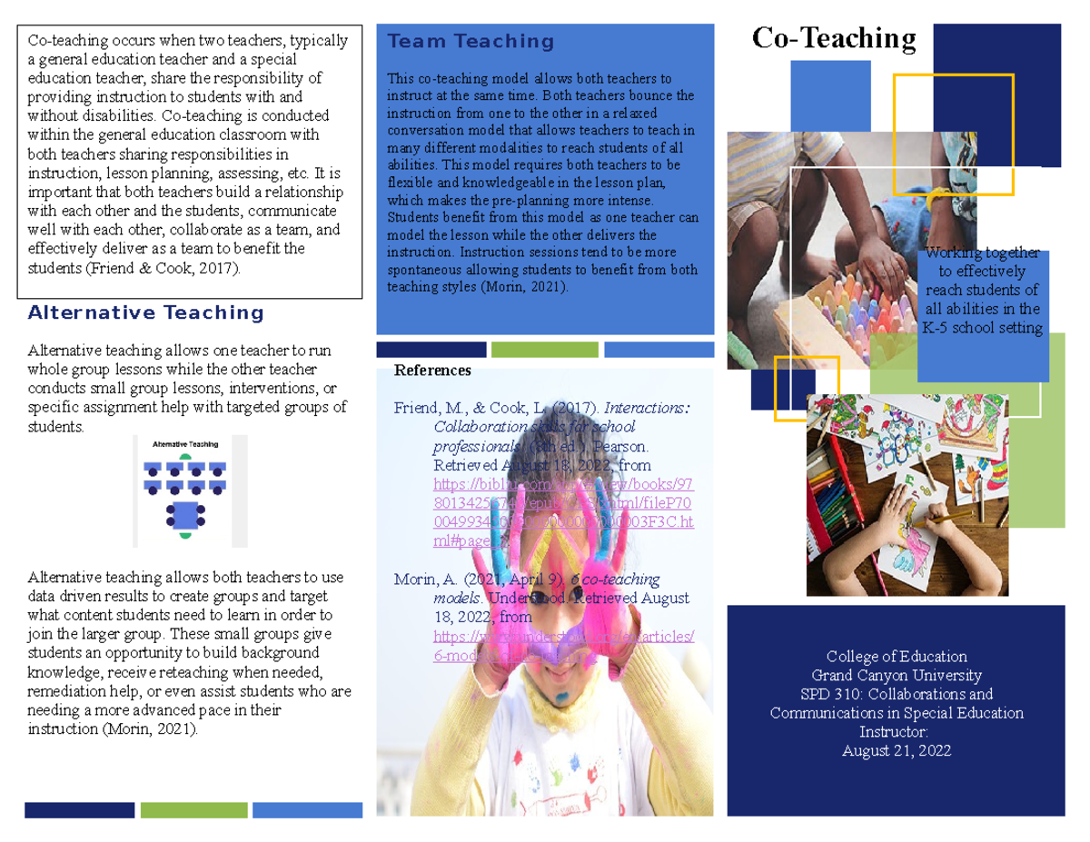 Co Teaching Models - Team Teaching This co-teaching model allows both ...