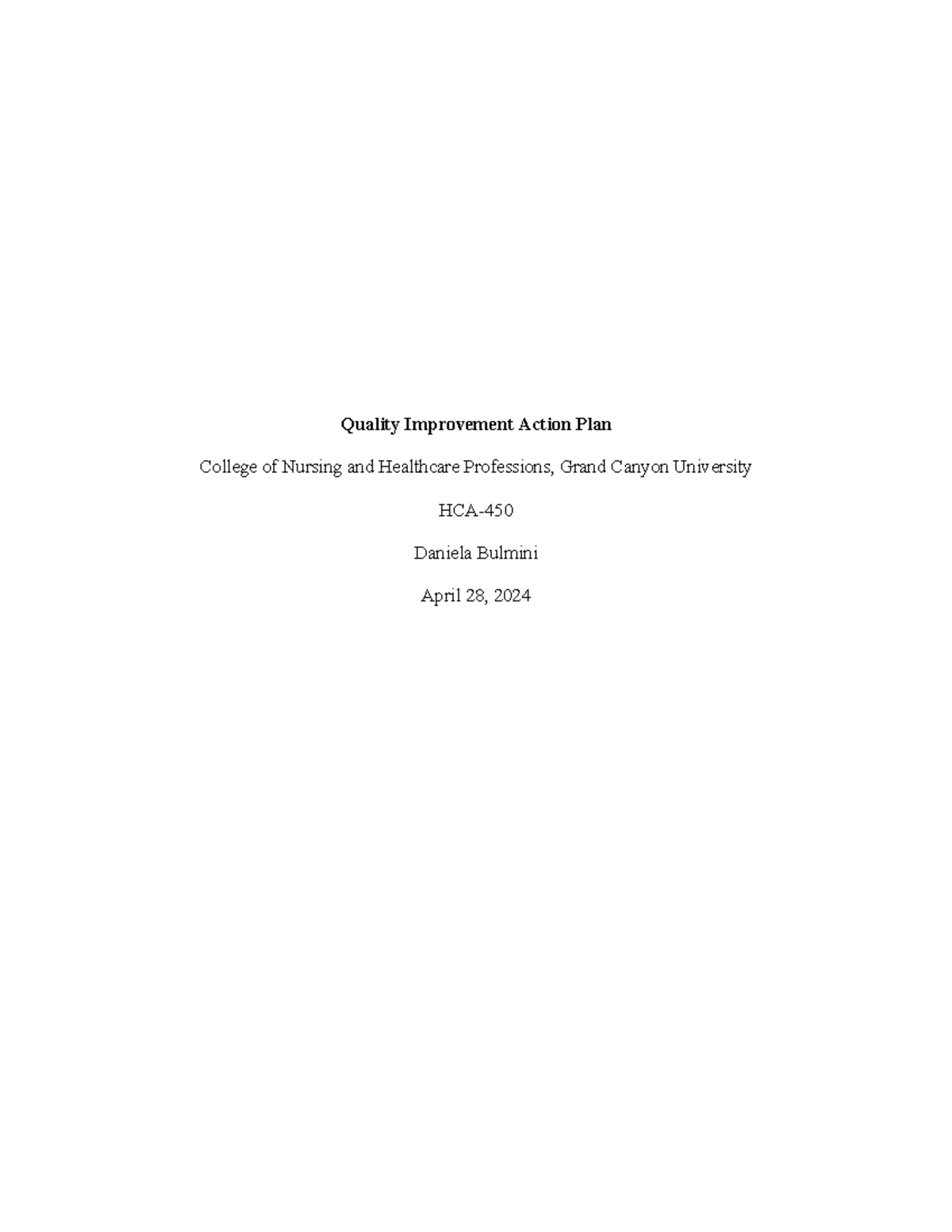 Quality Improvement Action Plan - Quality Improvement Action Plan ...