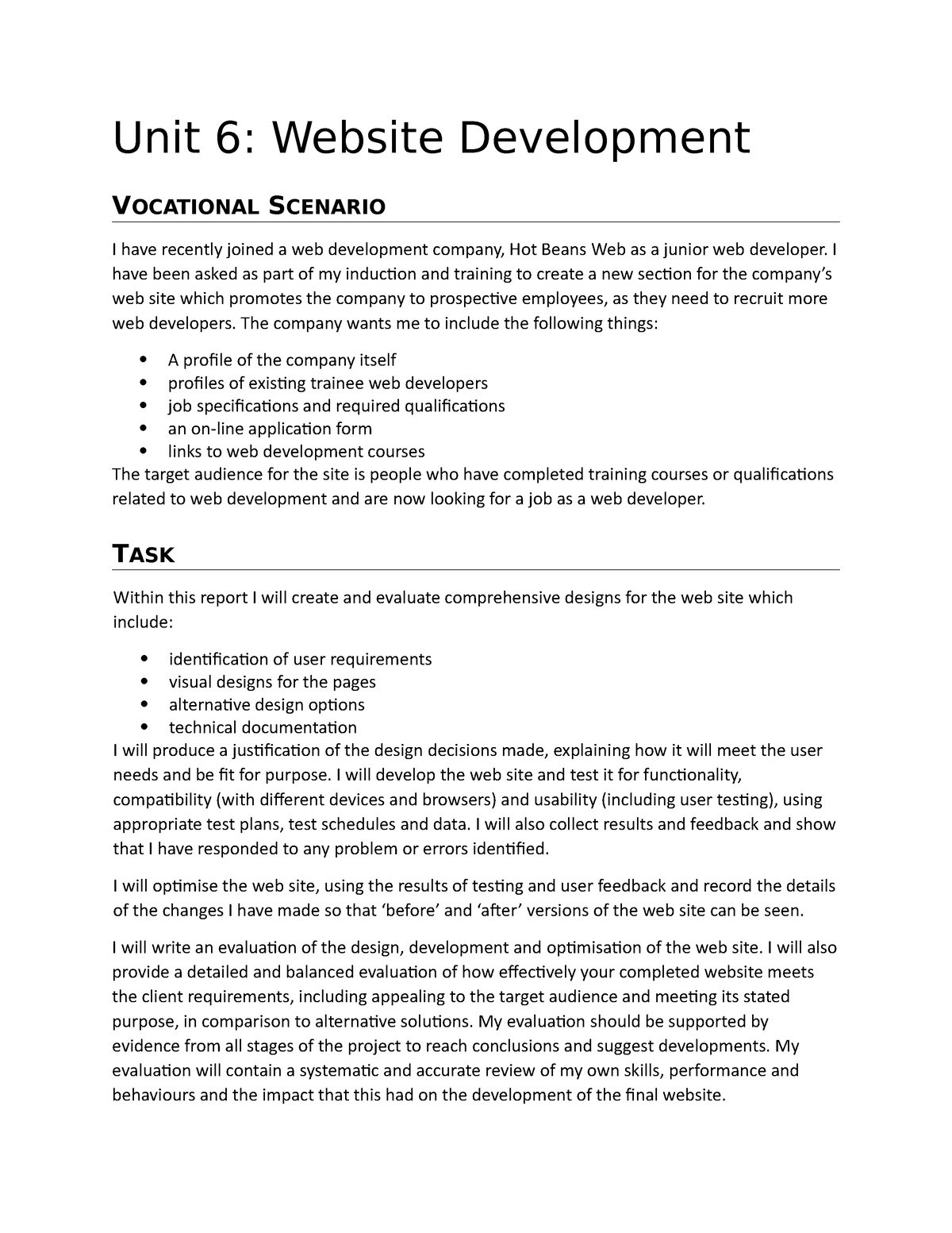 unit 6 assignment 2 website development