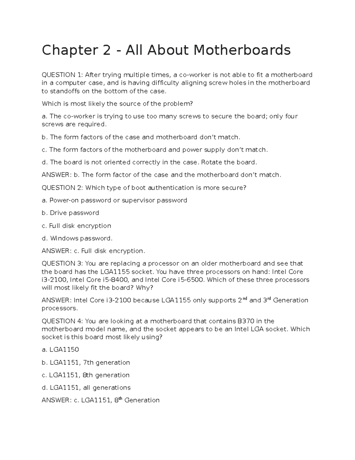 assignment quiz module 02 all about motherboards