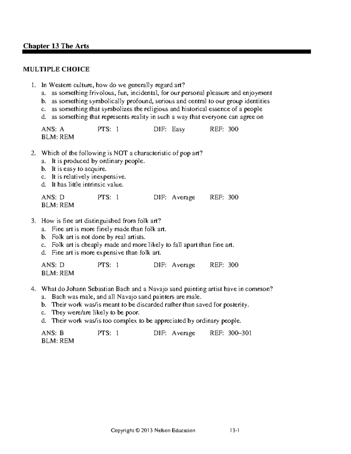 Chapter 13 Haviland TB Useful study information MULTIPLE CHOICE In