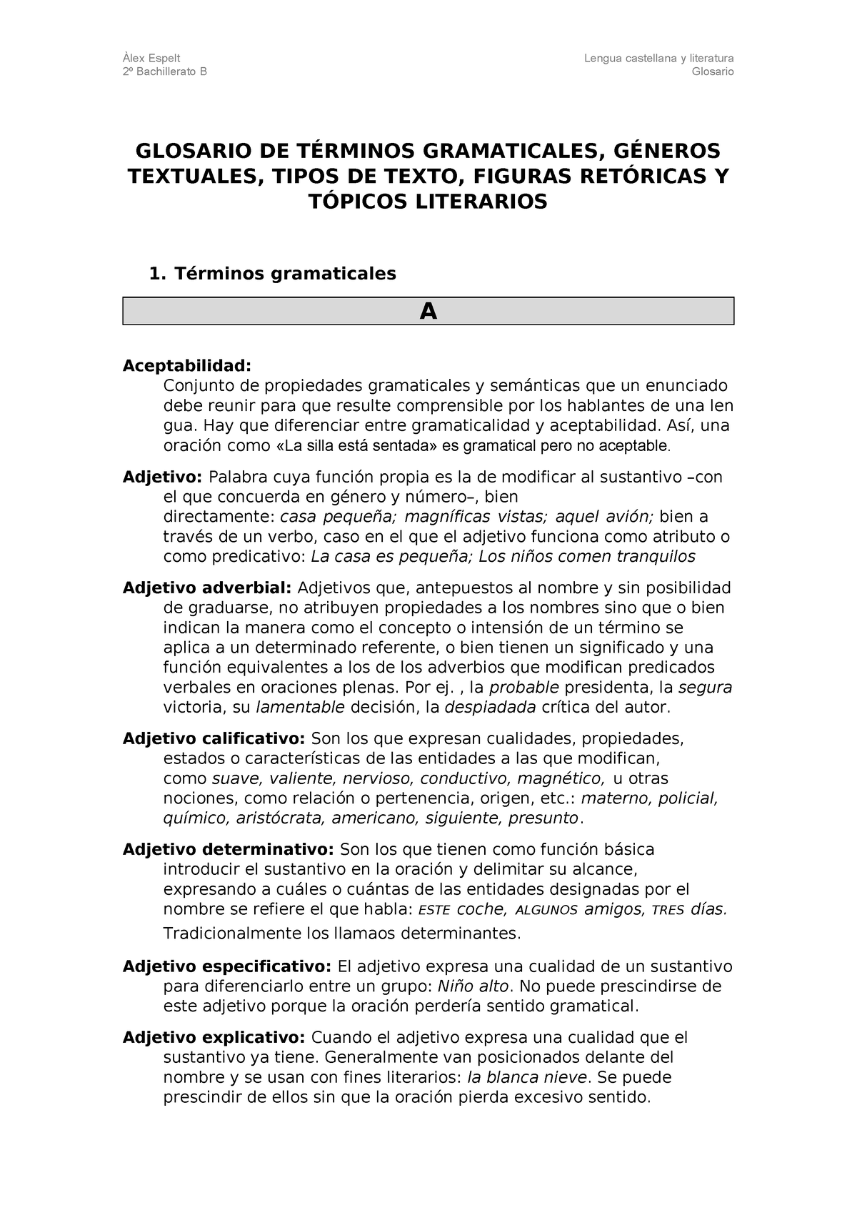 Glosario DE Terminos PAU 2020 - 2º Bachillerato B Glosario GLOSARIO DE ...