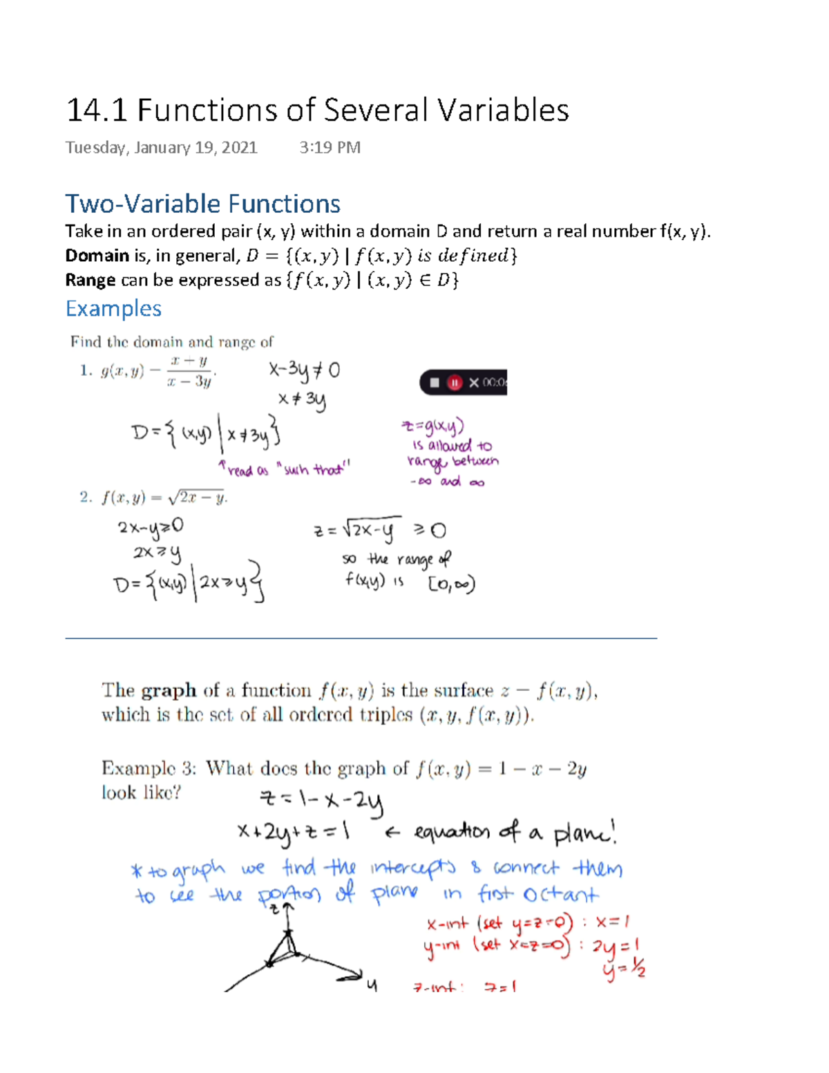 14.1 Functions of Several Variables - Two -Variable Functions Take in ...