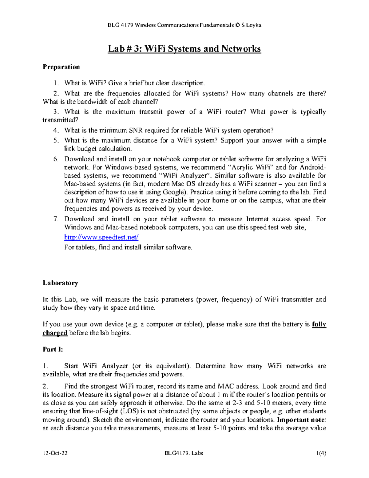 Lab 3 and 4 - lab 3 and 4 - 12-Oct-22 ELG4179: Labs 1 ( 4 ) Lab # 3 ...