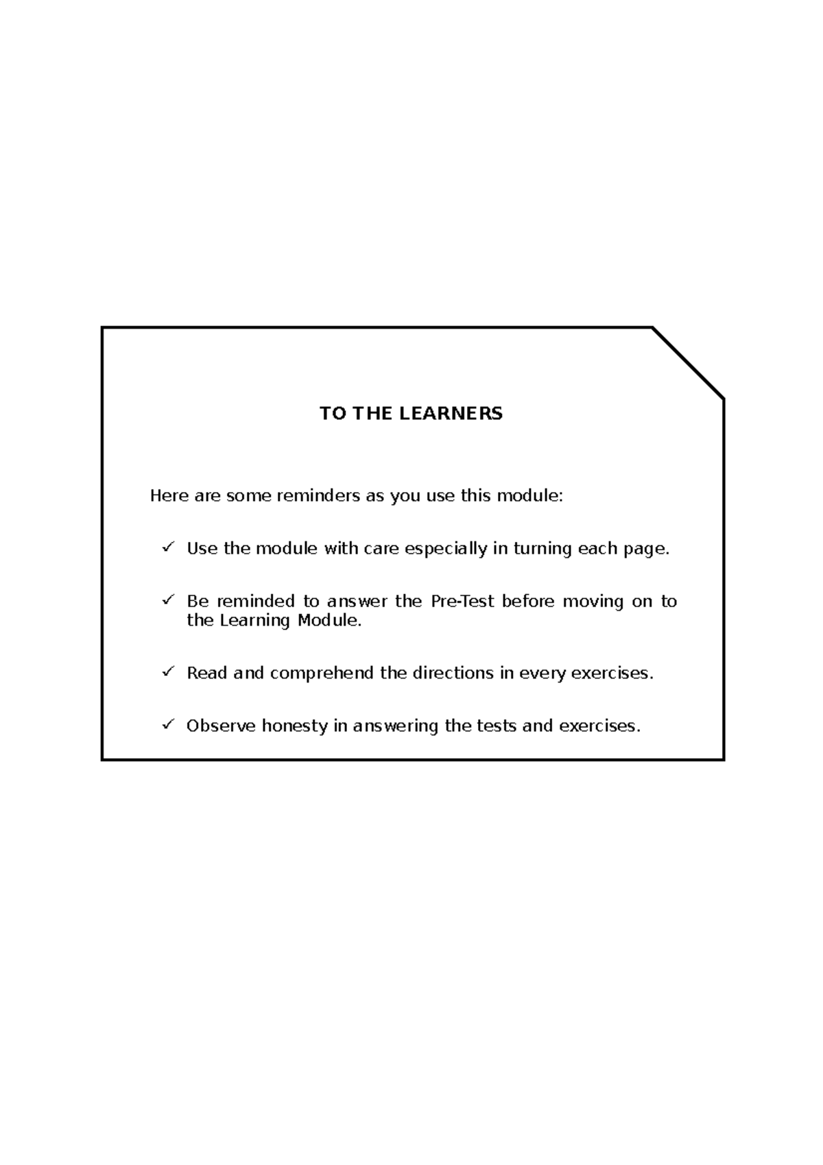 Module-CPAR- Literature 1 - TO THE LEARNERS Here are some reminders as ...